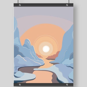 Art mural imprimable abstrait / Sunrise & Clouds Téléchargement numérique / Décor intérieur instantané / Cadeau de pendaison de crémaillère / Couleurs pastel douces / Art mural