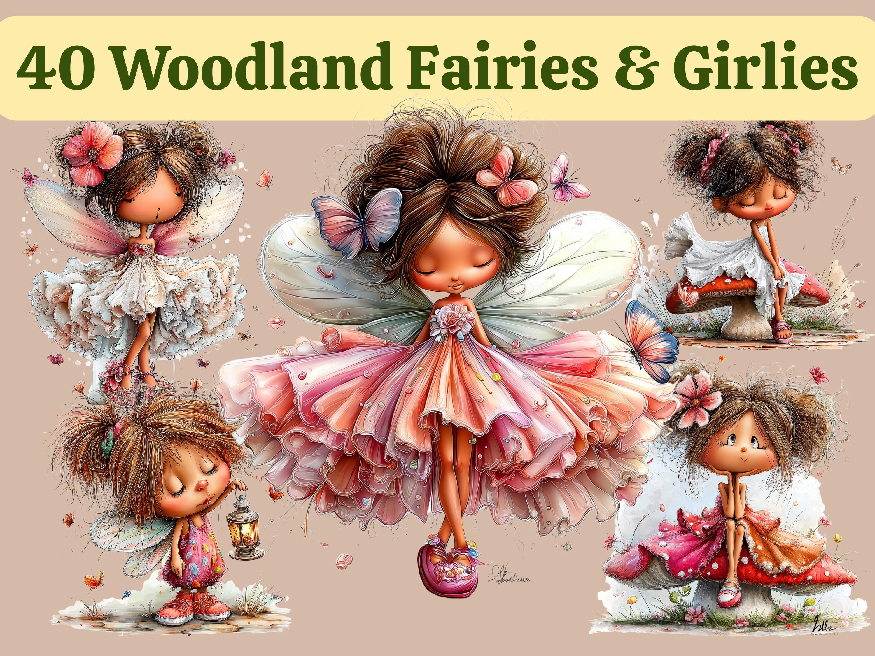 Woodland Fairy Clipart Bundle, Enchanted Forest Animals, Watercolor PNG ...