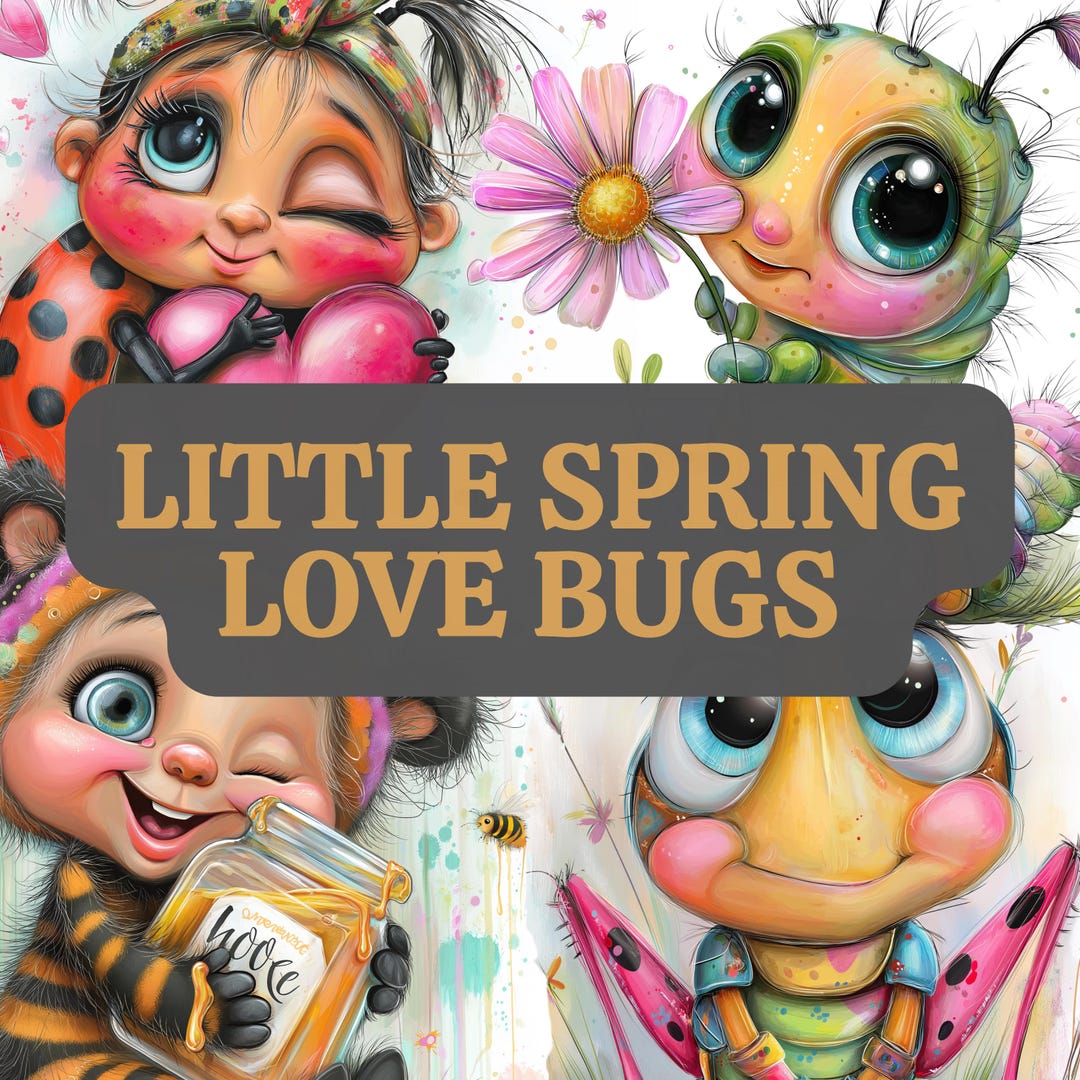 Little Spring Love Bugs Clipart, Whimsical Baby Insects, Nursery Art ...