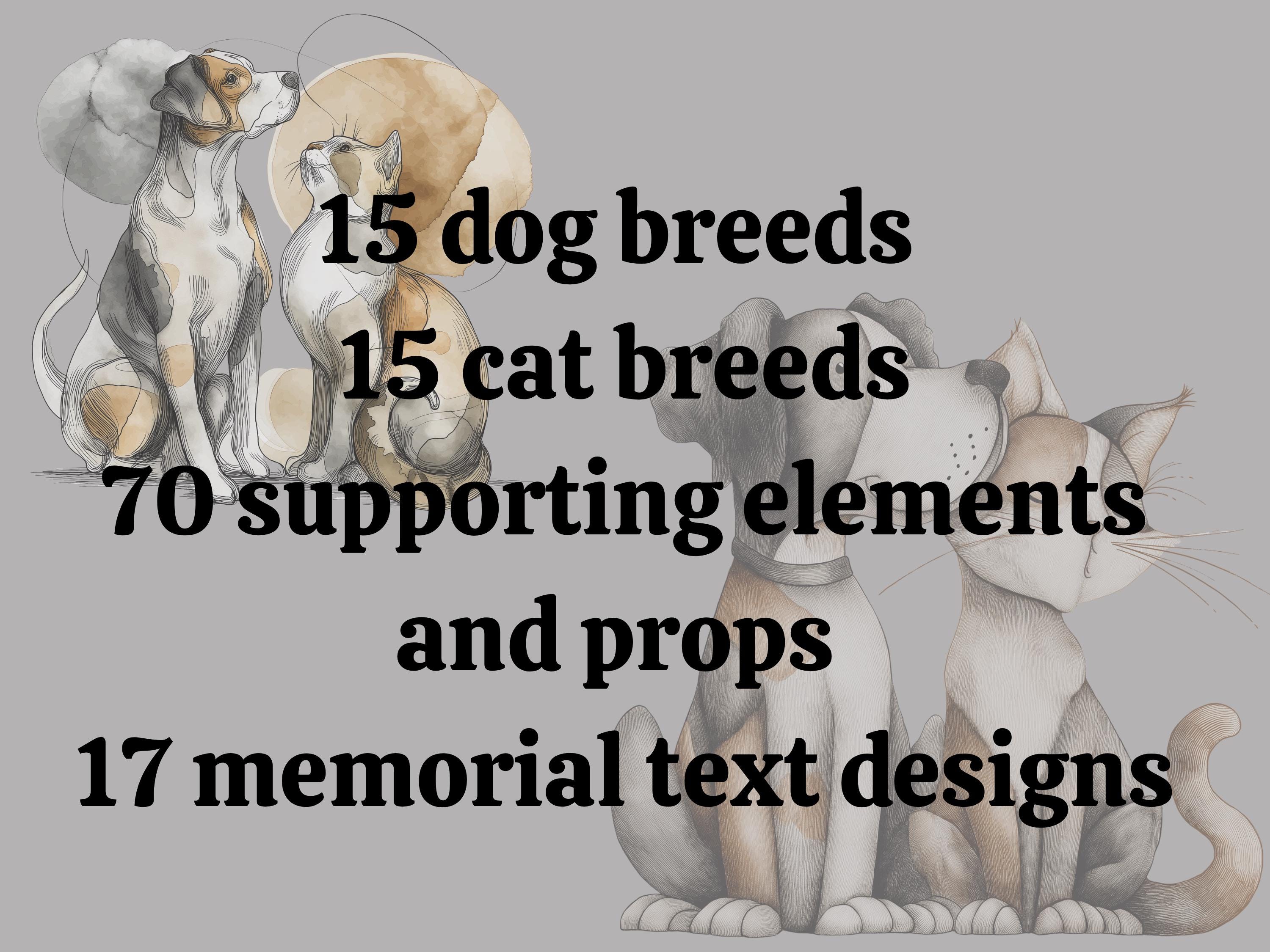 Pet Memorial Clipart Bundle, Dog Cat Breeds, Rainbow Bridge Graphics ...