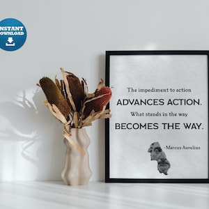 Stoic Art - Digital File Ready for Printing - Marcus Aurelius Meditations & Stoicism Quote Poster - The Obstacle is the Way -22+ Sizes