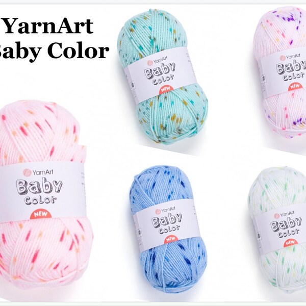 YARNART BABY COLOR r Yarn - Sport Weight Yarn - Knitting Soft Baby Seasonal Colorful Knitwear Blanket Yarn 100% Acrylic 1.76 Oz,-164.04 Yds