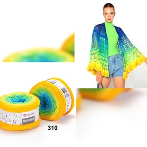 Sale last units YarnArt ROSEGARDEN Yarn 100% Cotton 250g/1000m - Crochet Gradient Rainbow Cotton Lace Soft Knitting Shawl Scarf Top Dress