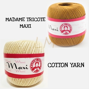SALE! Madame Tricote MAXI Mercerised 100 % cotton Yarn- 100g.-565m. Hand Knitting Crochet Cotton Thread - Lace Cotton Amigurumi Doilies Yarn