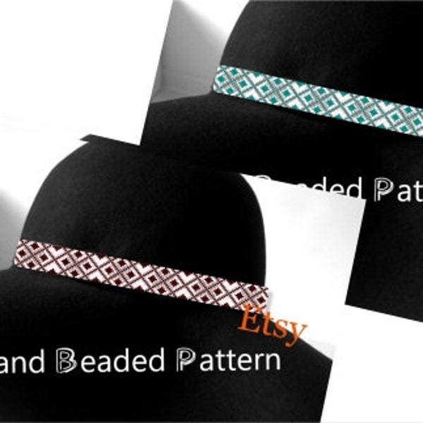 Delica Beads Hatband Loom Pattern No133 - 5 variante Band for cowboy Hat - Inspiré lituanien Belt Style Beads Pattern - Beaded Hatband