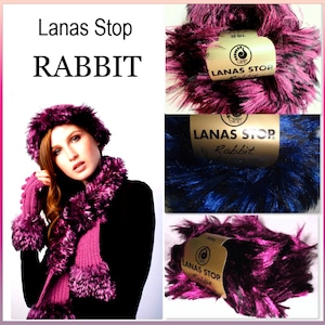 Lanas Stop Luxury Rabbit Wool Vegan Yarn - 50g/25m - Scarves Vest Sweaters Knitting Soft Gentle Faux Fur Imitation - Royal Blue Pink Violet