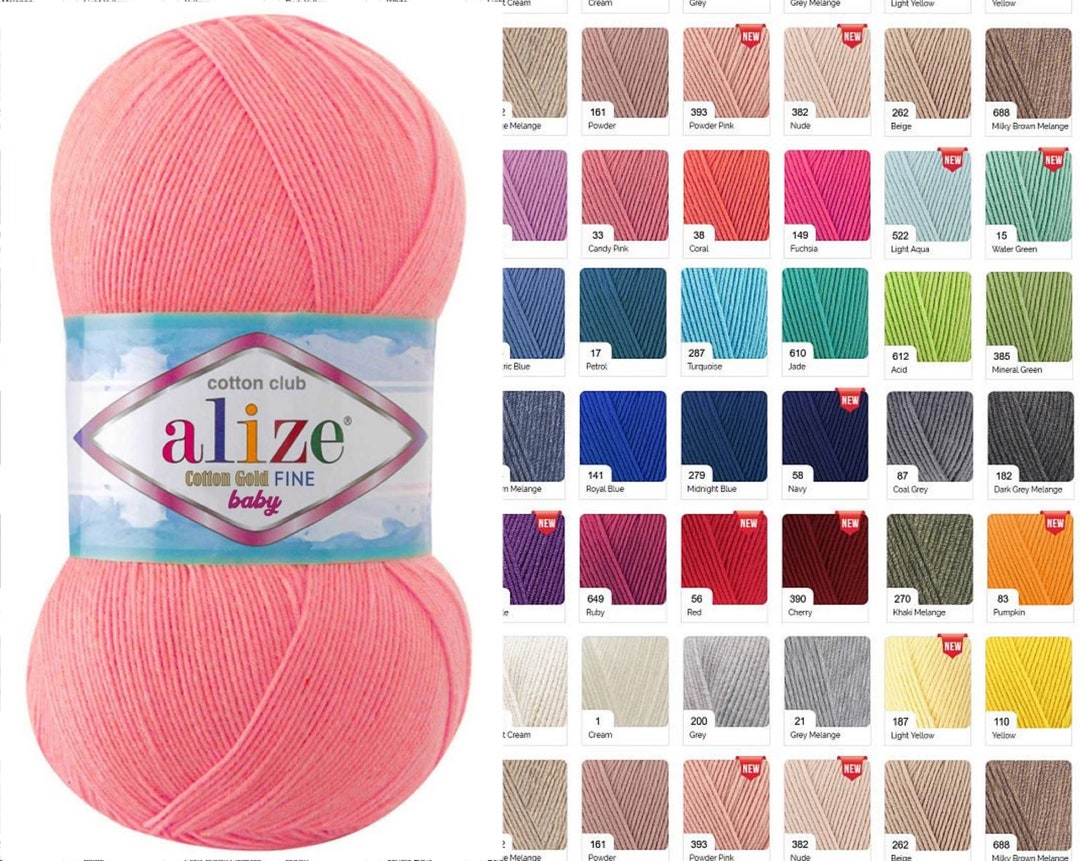 Alize Cotton GOLD FINE Baby 100g /470m Cotton Knitting Crochet Semi ...