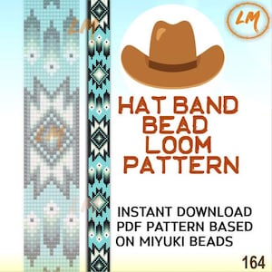 Hat Band Beaded Loom Pattern No.164 - Evergreen Hat band Native Western Cowboy - PDF instant download - Based Miyuki Delica Seed Beads 11/0