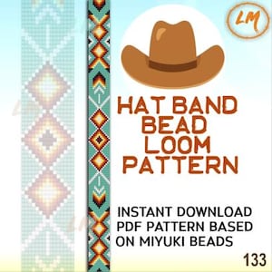 Delica Bead Loom Hatband Pattern No.133 – Turquoise Native American Style (PDF)