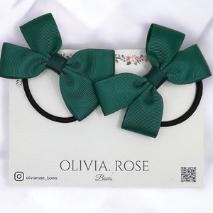 Girls school dark green hair bows / bottle green hair bows (school) bobble or clip Free Delivery over 15 pounds!