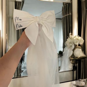 Bride Bow with Veil | Hen Party Bride to Be Hair Clip | Personalised Bridal Veil Bow | Future Mrs Gift