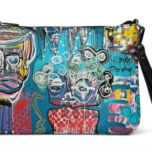 Abstrakte Crossbody Tasche Handgemachte Bunte Boho Crossbody Tasche Kunstleder Geldbörse Für Frauen Künstlerisches Design Vegan Leder Handtasche Geschenk