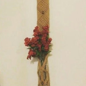 Vase holder woven macramé - macrame beaded vase container hanging flowers bottle hanger crafts decor