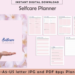 Printable Self Care Planner, Self Care Journal, Mental Health Worksheet, Mindfulness Journal, Wellness Planner Bundle, A4, A5, US letter PDF