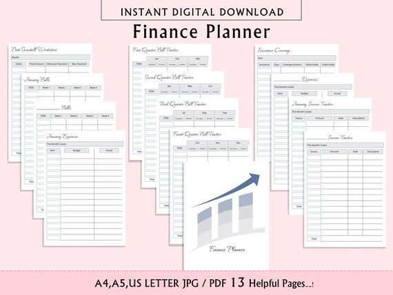 Finance Planner Monthly Budget Planner Printable Budget - Etsy