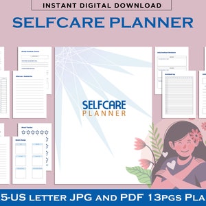 Printable Self Care Planner, Self Care Journal, Mental Health Worksheet, Mindfulness Journal, Wellness Planner Bundle, A4, A5, US letter PDF
