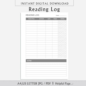 Reading Journal, Reading Log, Digital Reading Journal, Book Tracker, Reading Tracker, Book Journal, Book Reading Journal for Goodnotes