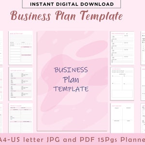 Modèle de plan d’affaires, Planificateur de petite entreprise, Planificateur d’entreprise imprimable, Entreprise en ligne, Planificateur d’entreprise en démarrage, A4, A5, Lettre américaine PDF