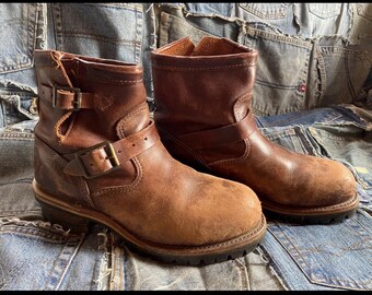 Vintage Chippewa Original Men’s Buckle Steel Toe Motorcycle Boots
