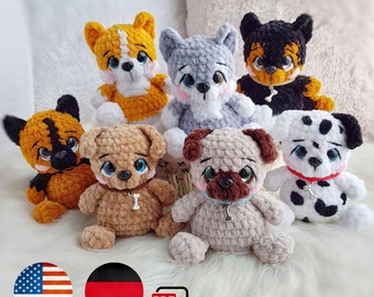 Crochet pattern mini puppies : husky, corgi, pug, labrador, dalmatian – Crochet dog pattern – Crochet puppy – Amigurumi dog