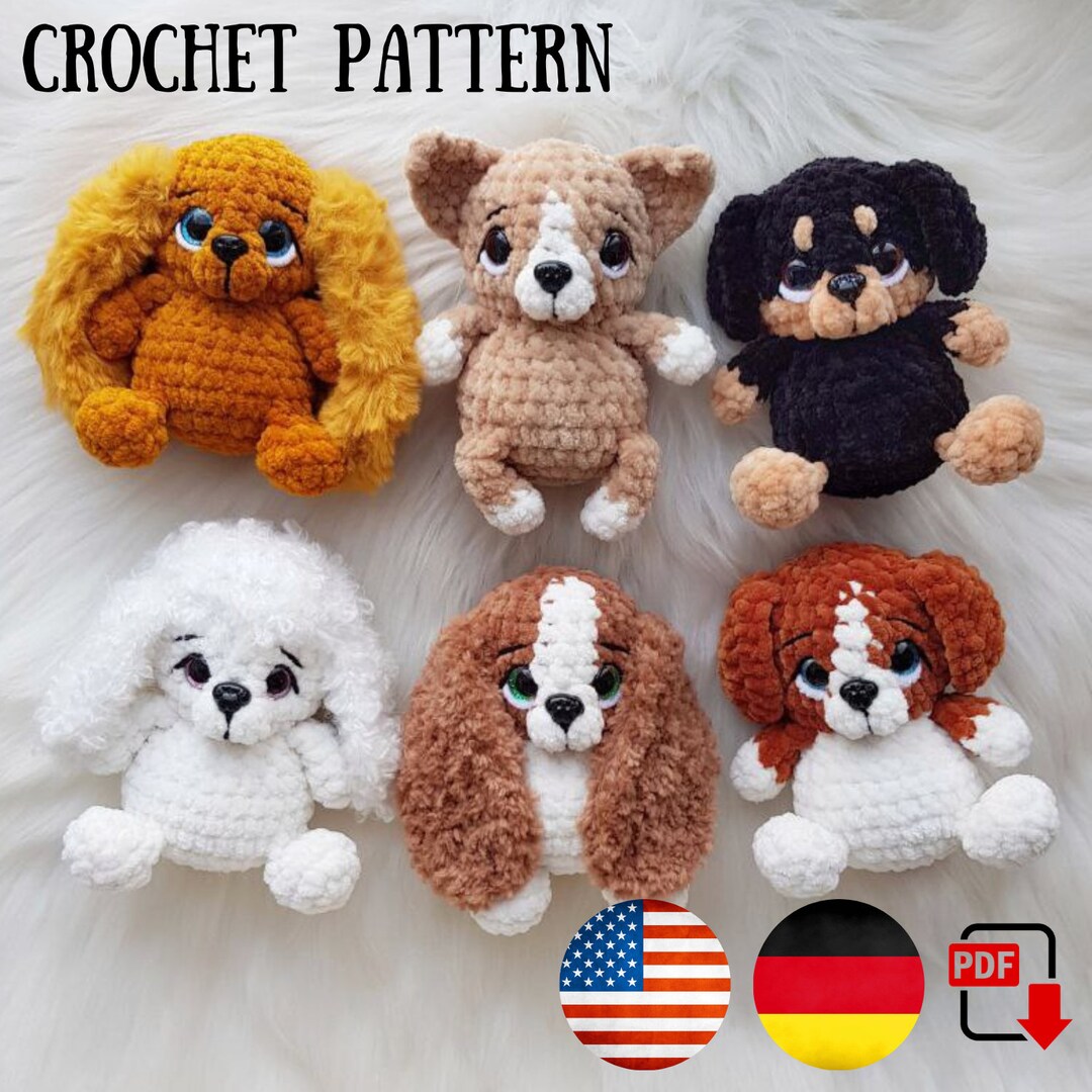 Spaniel Crochet Pattern Crochet Pattern Mini Puppies : Spaniel, Chihuahua, Beagle, Rottweiler ...