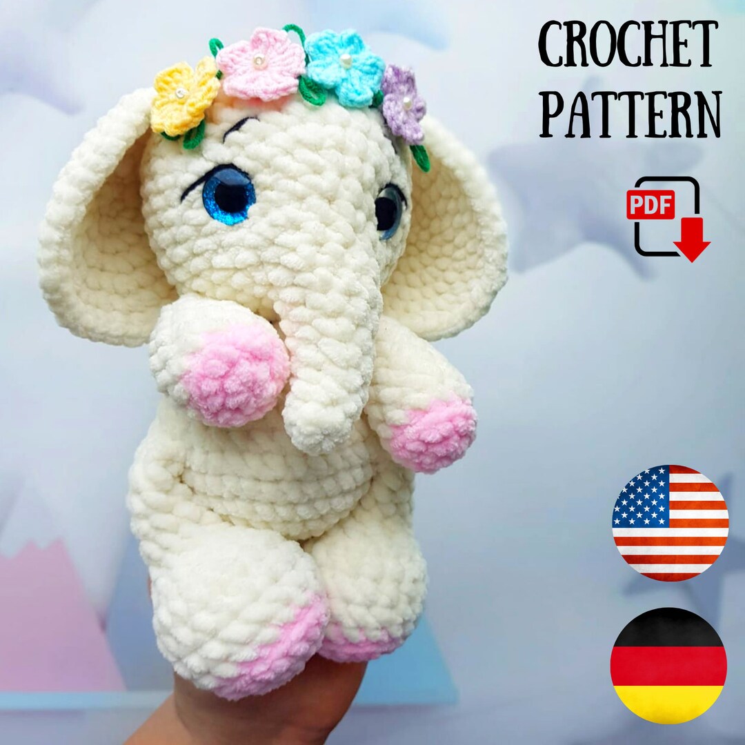 Crochet Pattern Amigurumi Elephant - PDF Pattern DIY Tutorial – Plushie ...