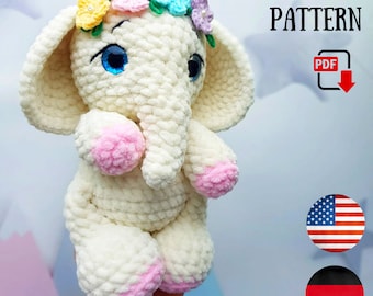 Patron au crochet amigurumi éléphant - Patron PDF Tuto DIY – Patron pour peluche au crochet Chirkatoys