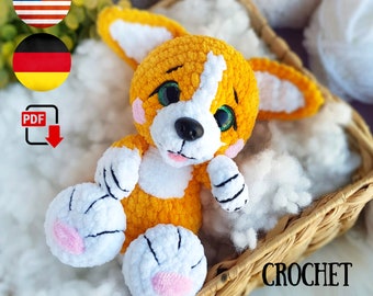 Crochet Corgi Pattern - Amigurumi Corgi - crochet dog pattern - Plush Corgi crochet