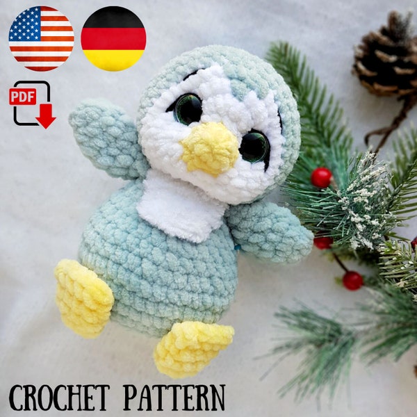 Patrón Pingüino a crochet - Tutorial Pingüino Amigurumi - Pingüino de peluche a crochet