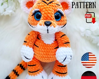 Crochet pattern Tiger PDF tutorial - Amigurumi Tiger plush pattern - Crochet Tiger Digital pattern ChirkaToys