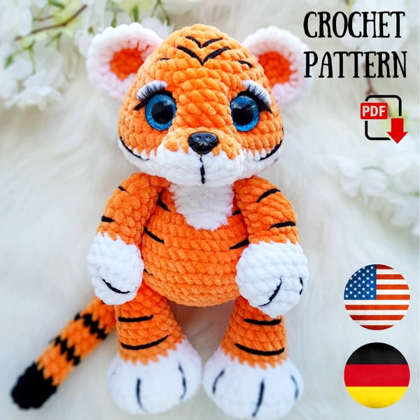 Patron au crochet Tutoriel PDF Tigre - Patron peluche Amigurumi Tigre - Crochet Tigre Digital pattern ChirkaToys