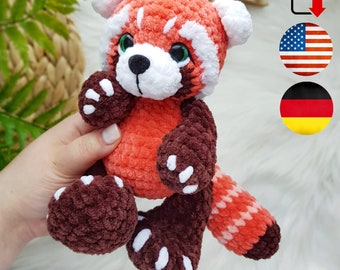 Crochet Red panda pattern - Amigurumi Red panda pattern – Panda diy toy – Plush Red panda pattern