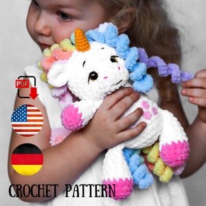 Crochet pattern Unicorn toy Amigurumi pattern PDF tutorial - crochet rainbow Unicorn plush pattern ChirkaToys