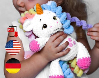 Crochet pattern Unicorn toy Amigurumi pattern PDF tutorial - crochet rainbow Unicorn plush pattern ChirkaToys