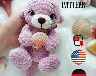 Amigurumi pattern Otter crochet PDF tutorial - Crochet pattern Otter plush - Digital pattern Chirkatoys