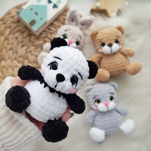 Virkmönster minileksaker: björn, panda, kanin, katt – Virkat nallebjörnsmönster – Virkad katt – Amigurumi-kanin bild 7