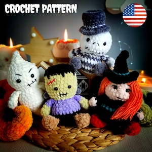 Crochet Halloween pattern - Amigurumi Halloween – Witch – Ghost – Frankie – Jack Skellington