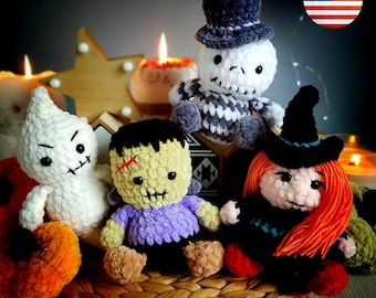 Crochet Halloween pattern - Amigurumi Halloween – Witch – Ghost – Frankie – Jack Skellington