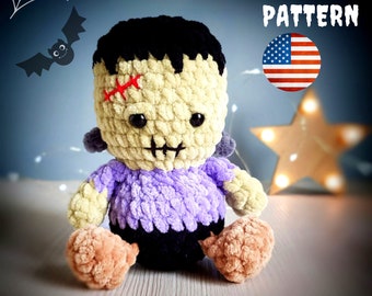 Crochet Frankie pattern - Amigurumi Frankenstein – Crochet Halloween pattern – Plush Baby Frankie