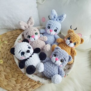 Virkmönster minileksaker: björn, panda, kanin, katt – Virkat nallebjörnsmönster – Virkad katt – Amigurumi-kanin bild 6