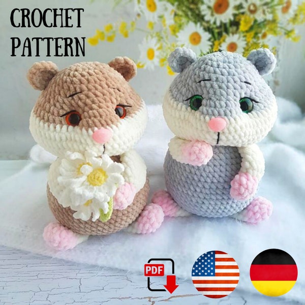 Crochet pattern Hamster PDF tutorial - Amigurumi Hamster plush pattern - Crochet Hamster Digital pattern ChirkaToys