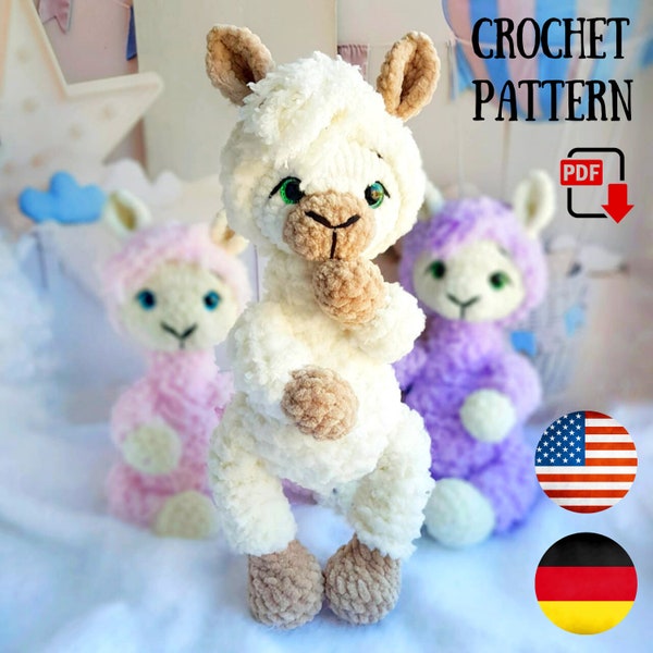 Crochet llama pattern - Crochet stuffed animal llama - Amigurumi Alpaca pattern PDF tutorial – Plush pattern ChirkaToys