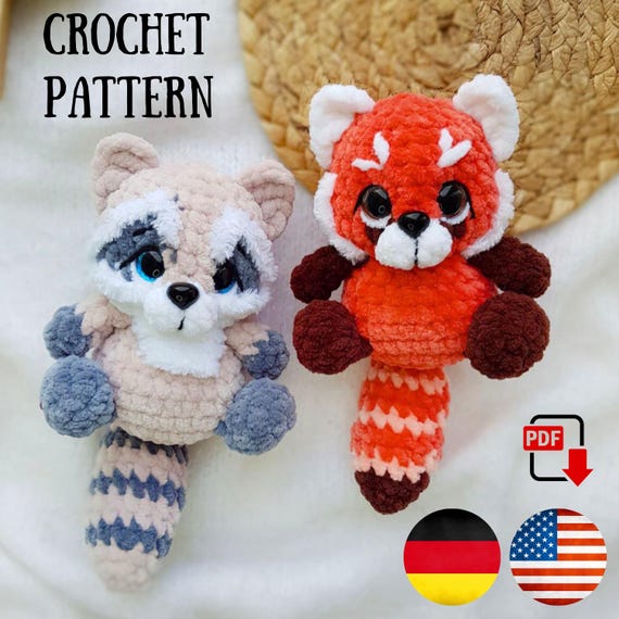 Crochet Raccoon Red panda pattern - Amigurumi Raccoon pattern – Mini raccoon – Plush Red panda