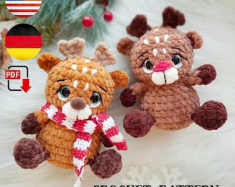 Crochet deer pattern - Amigurumi reindeer – Crochet Christmas pattern – Christmas reindeer