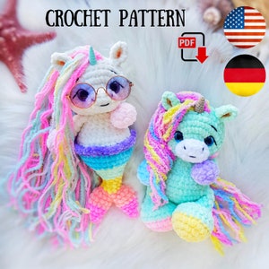 Crochet Unicorn Mermaid pattern - Amigurumi Mermicorn pattern – Plush Mermaid unicorn – Mythical mermaid pattern