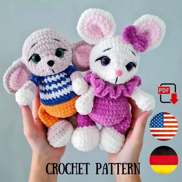 Crochet Mouse pattern - Amigurumi Mouse pattern – Mouse cub diy toy – Plush mouse pattern
