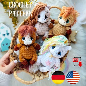 Mini cavalli all'uncinetto - Mini pony amigurumi - Mini unicorno - Mini cavallo di peluche
