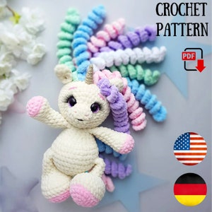 Patron amigurumi Licorne au crochet Tutoriel PDF - Patron au crochet Peluche licorne - Patron numérique ChirkaToys