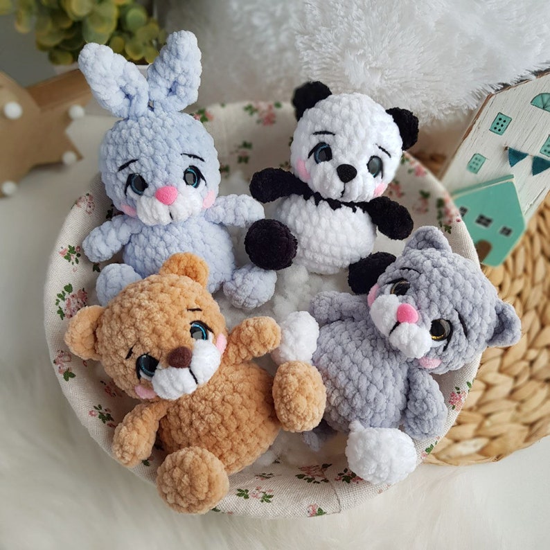 Virkmönster minileksaker: björn, panda, kanin, katt – Virkat nallebjörnsmönster – Virkad katt – Amigurumi-kanin bild 8