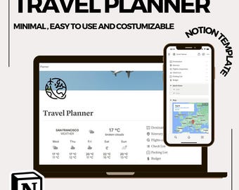 Digital Travel Planner Notion Template: Vacation Itinerary & Budget (Digital Download))
